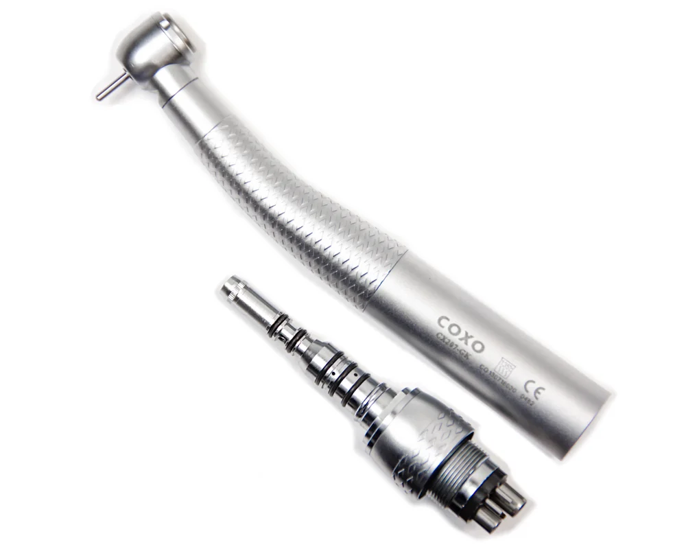 Турбинный наконечник COXO CX207-GK с фиброоптикой, с быстросъемным переходником тип KaVo. Ортопедическая головка.